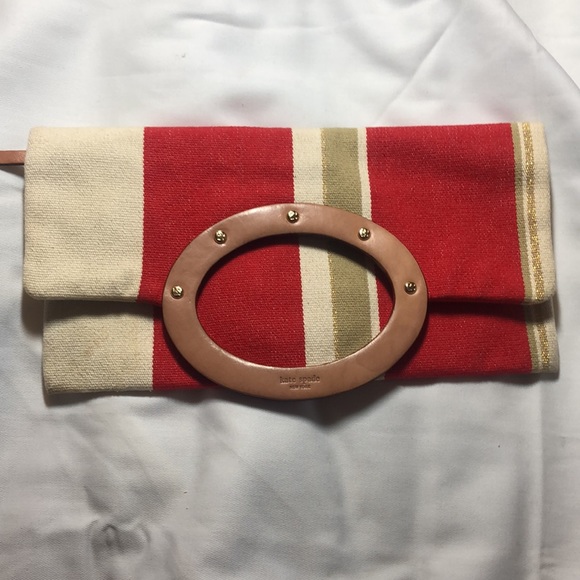 Kate Spade fold over canvas clutch. - Picture 3 of 5